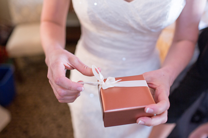 Bride and Groom Gift Giving at Rehearsal Dinner