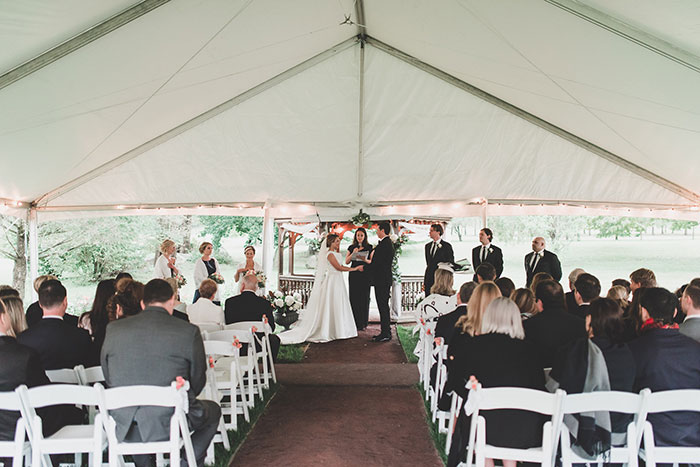Ceremony Under Tent during Wedding Rain Plan