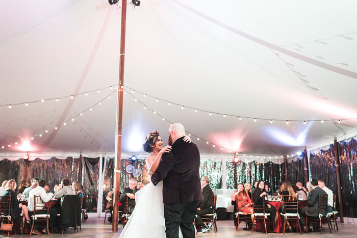 4,000-square-foot tent Wedding Bride and Groom