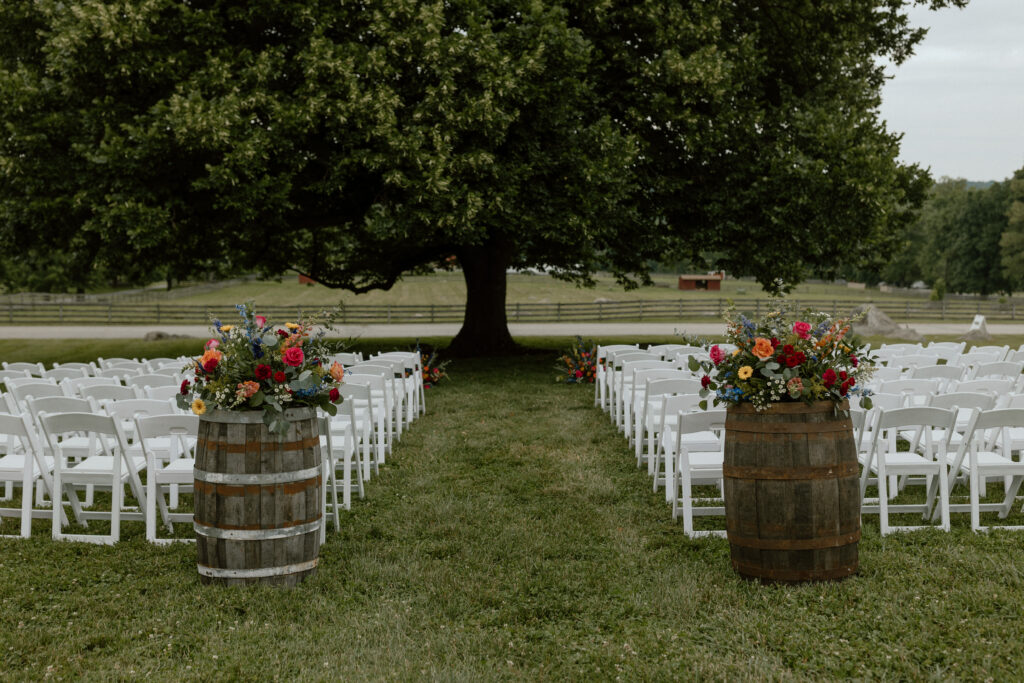 wedding ceremony set up at Linden Tree at Springton Manor Farm
