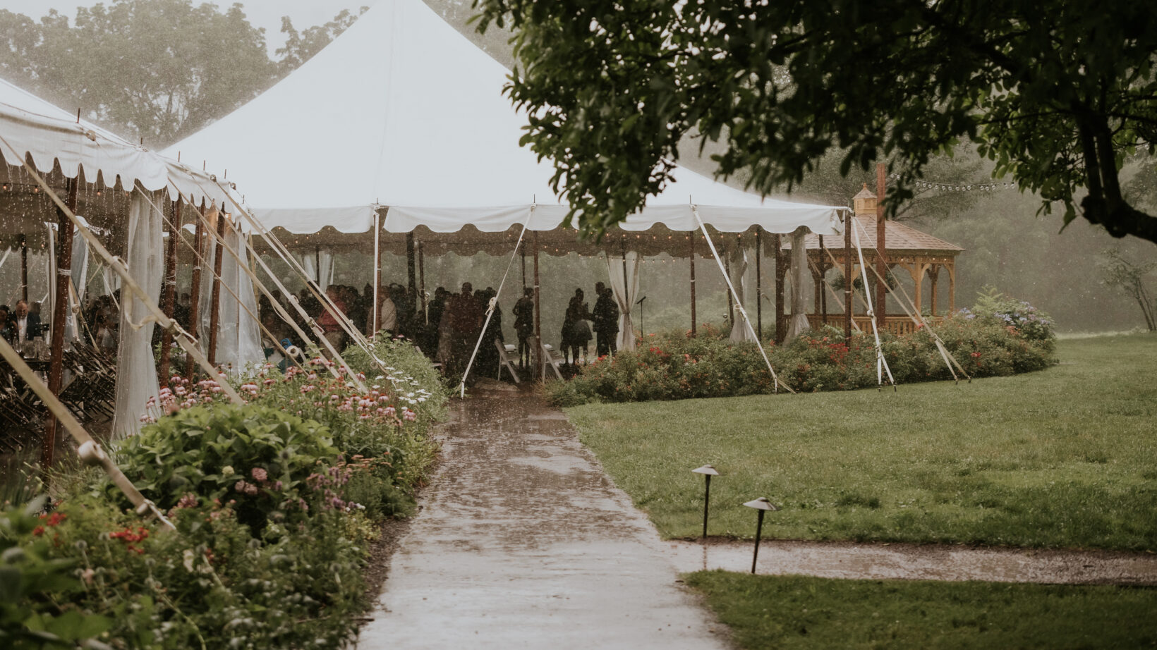 walkway to Perennial Gardens tent at Springton Manor Farm