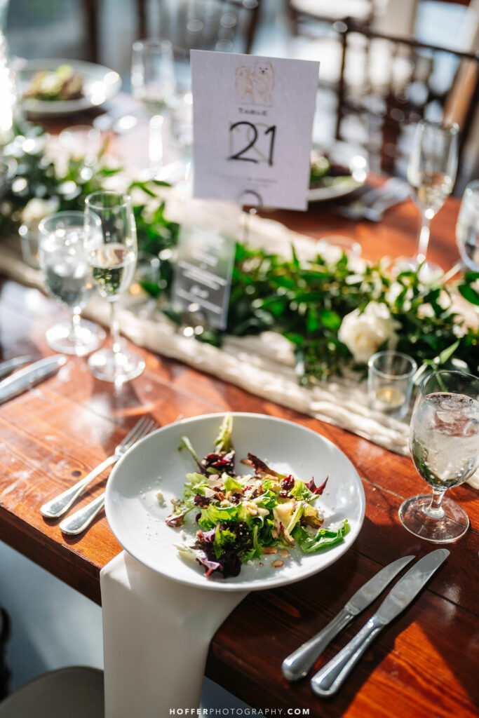 Salad with the table decor.