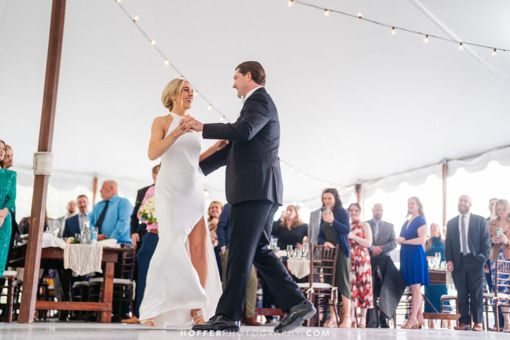 Newlyweds having first dance.