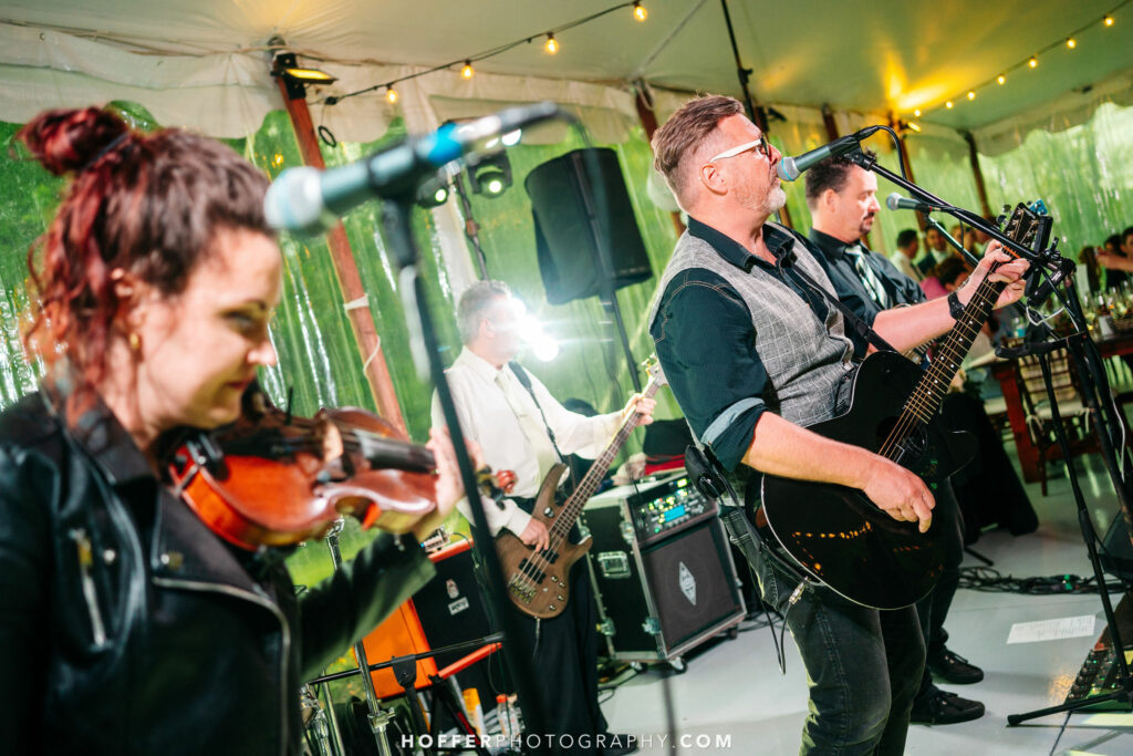 Wedding band playing on stage.