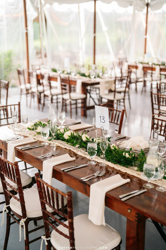 Table setting and floral decor.