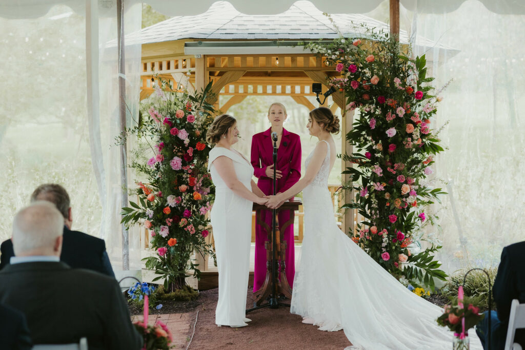 Couple exchanging vows.